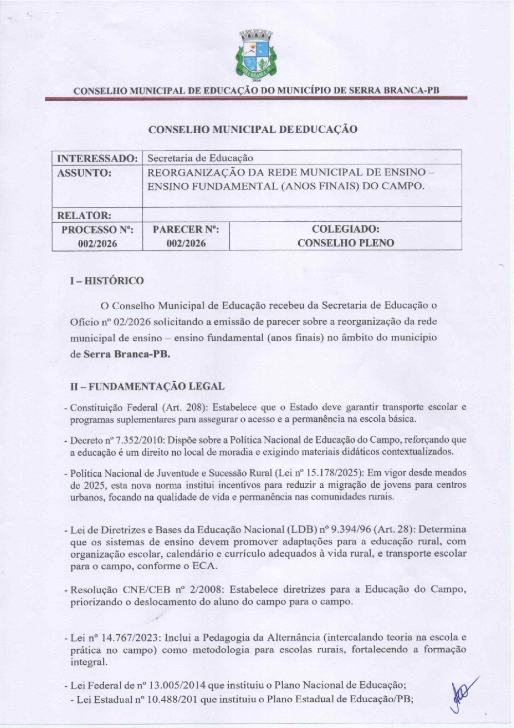 RESOLUÇAÕ CONSELHO MUNICIPAL DE EDUCAÇÃO N° 0002/2026 - Prefeitura ...